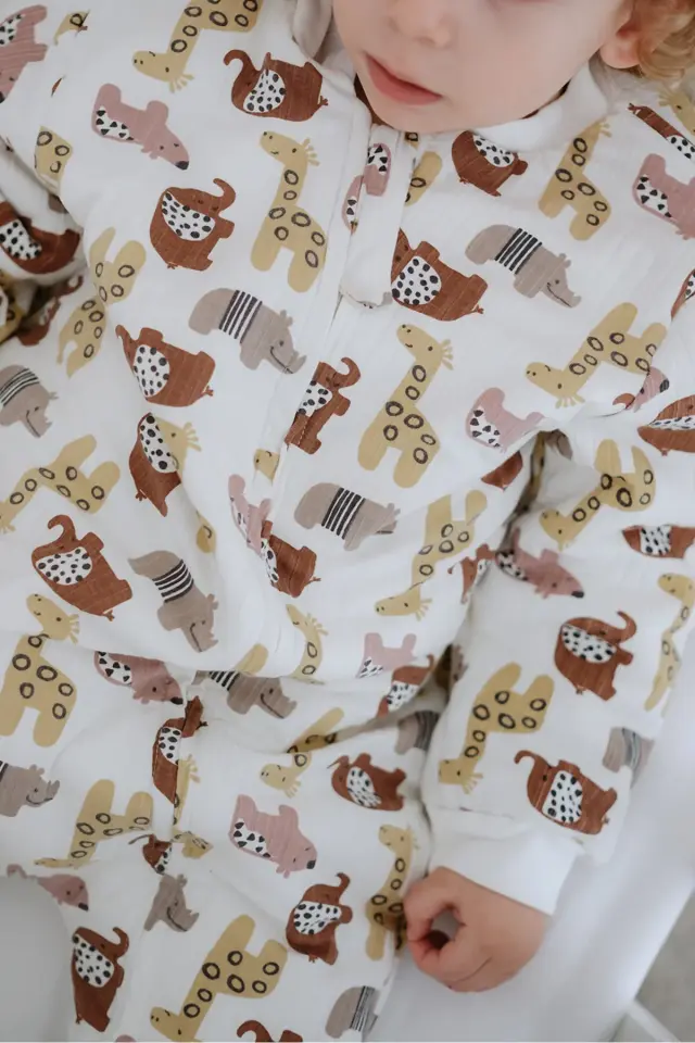 Kız Erkek Çocuk 1,5 Tog Pamuklu Desenli Uyku Tulumu Safari