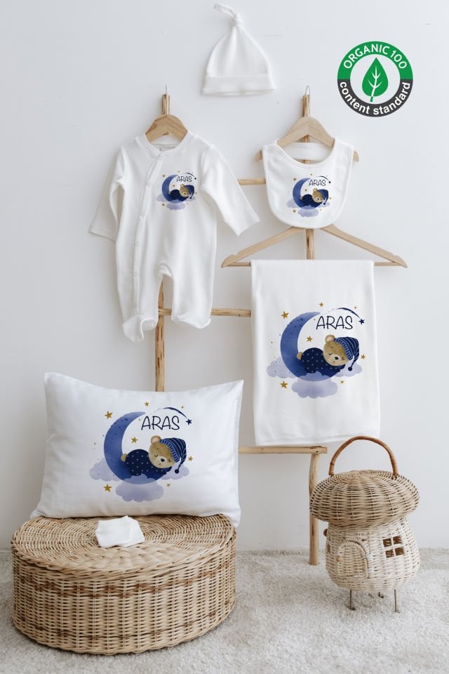 %100 Organik İsme Özel 6lı Hastane Çıkışı Tulum Set Ayıcık