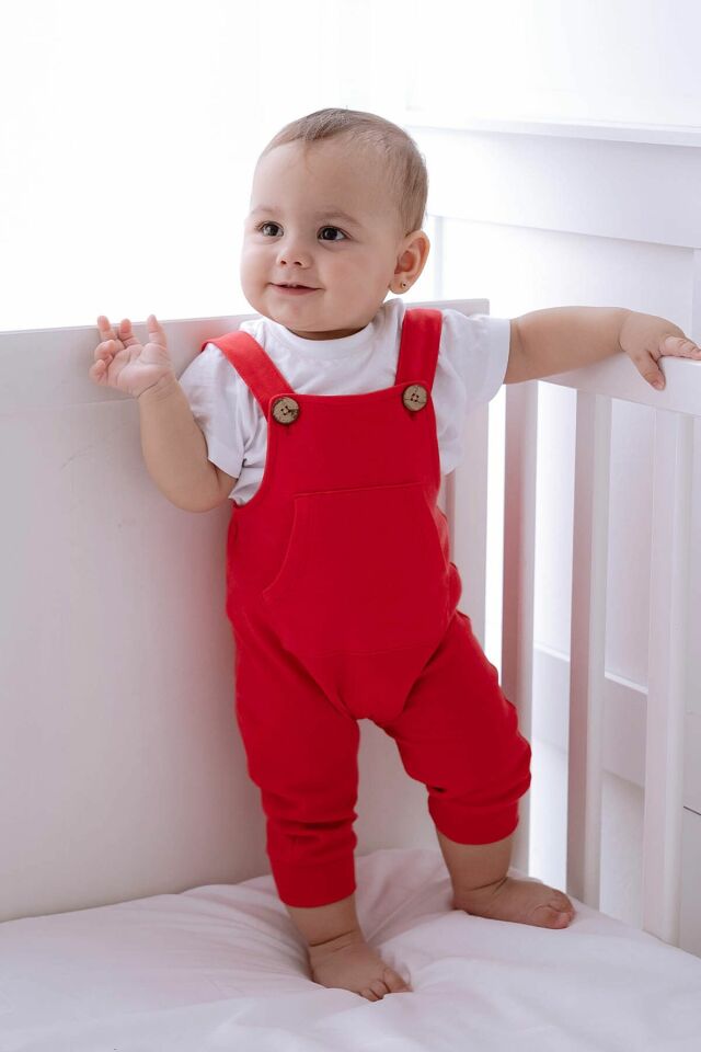 %100 Pamuk Salopet Kırmızı