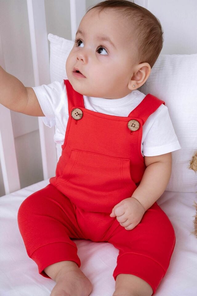 %100 Pamuk Salopet Kırmızı