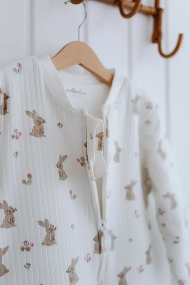 Kız Erkek Çocuk 1,5 Tog Pamuklu Desenli Uyku Tulumu Tavşan