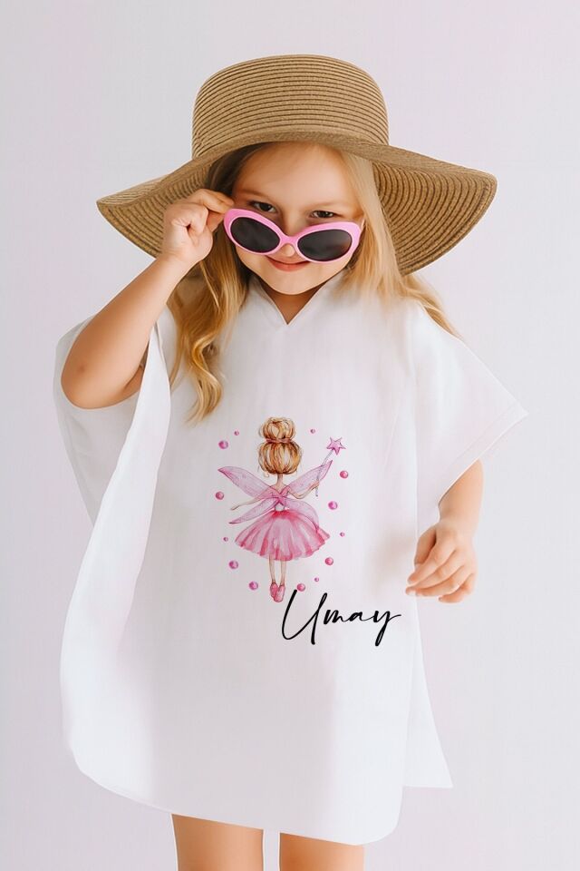 %100 Pamuk Müslin Kapüşonlu Bebek Çocuk Panço Bornoz Peri