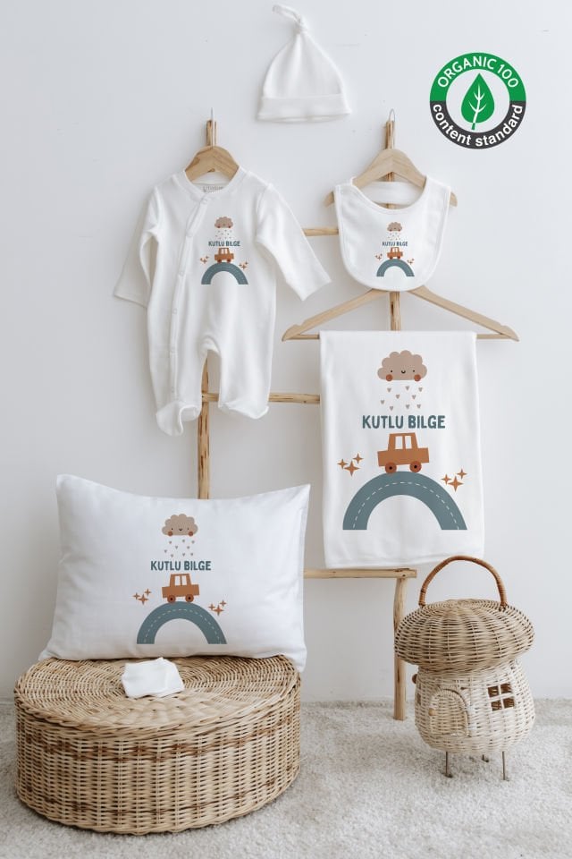 %100 Organik İsme Özel 6lı Hastane Çıkışı Tulum Set Araba