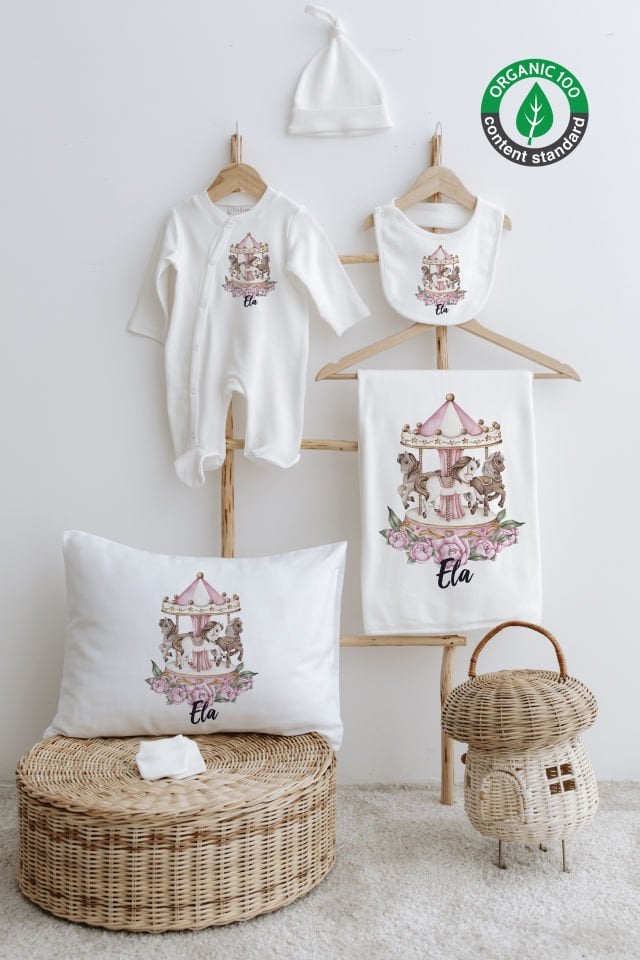 %100 Organik İsme Özel 6lı Hastane Çıkışı Tulum Set Atlıkarınca
