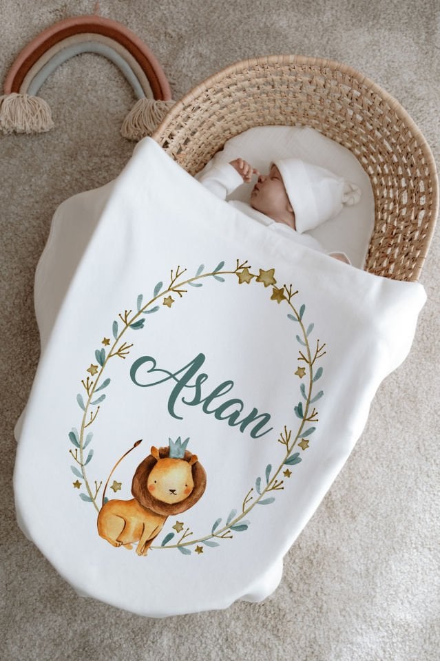 %100 Organik İsme Özel 6lı Hastane Çıkışı Tulum Set Aslan