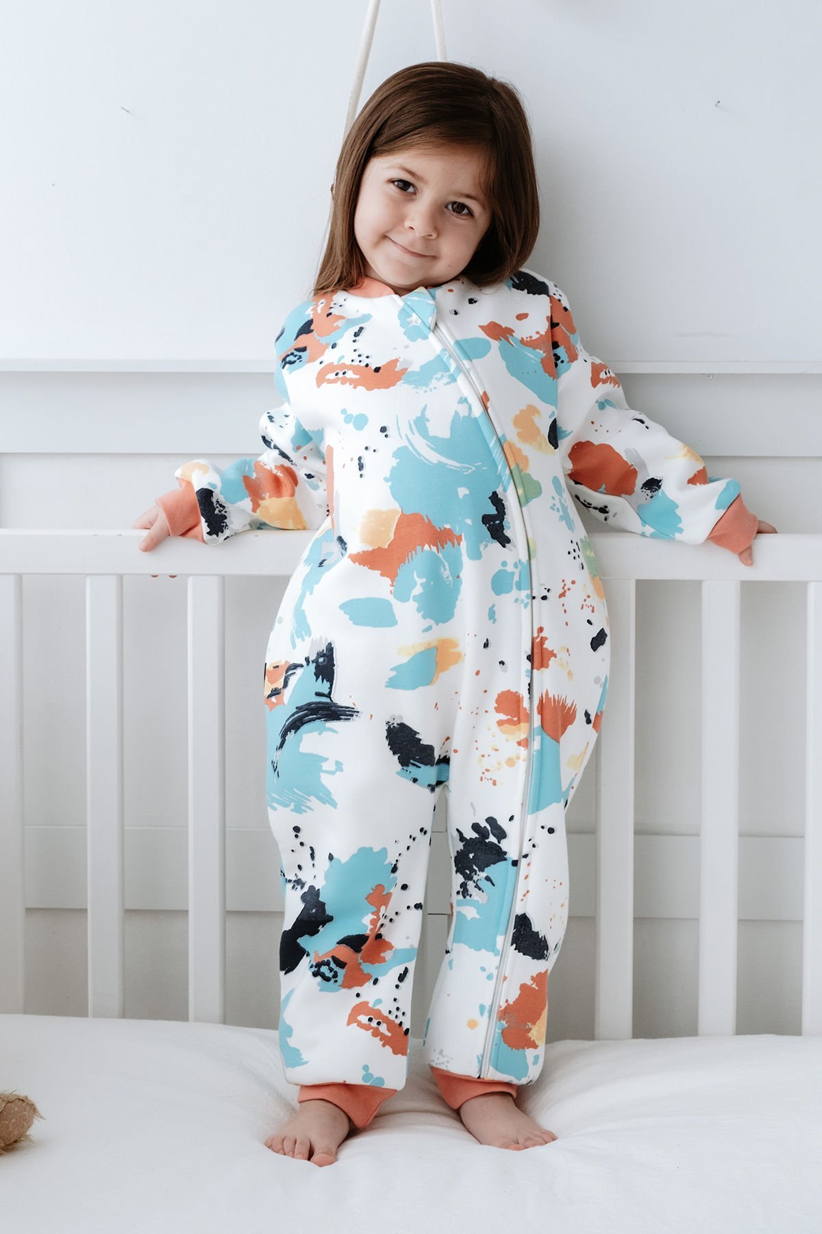 Kız Erkek Çocuk 1,5 Tog Pamuklu Desenli Uyku Tulumu Rengarenk