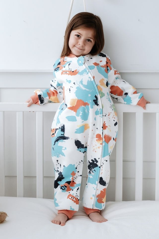 Kız Erkek Çocuk 1,5 Tog Pamuklu Desenli Uyku Tulumu Rengarenk