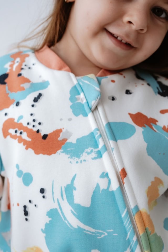 Kız Erkek Çocuk 1,5 Tog Pamuklu Desenli Uyku Tulumu Rengarenk