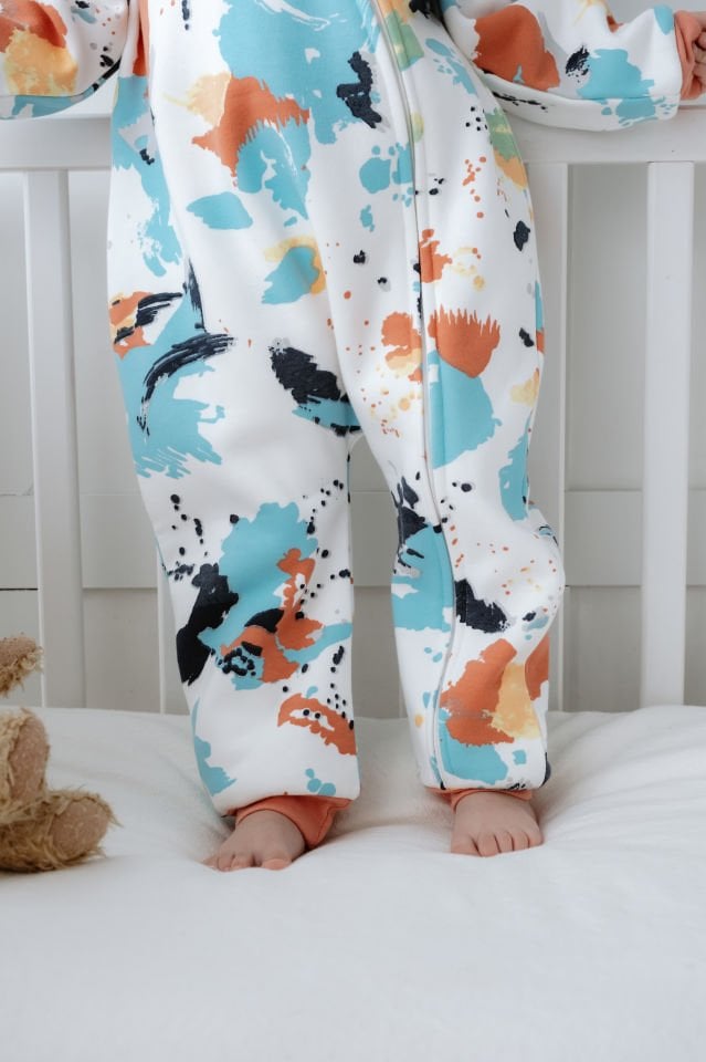 Kız Erkek Çocuk 1,5 Tog Pamuklu Desenli Uyku Tulumu Rengarenk