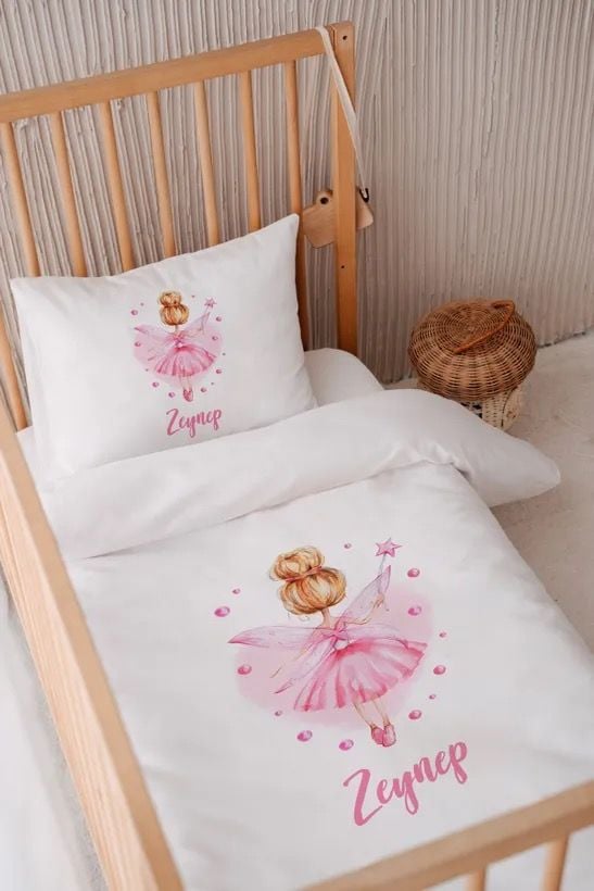 İsme Özel 100x150 Bebek Yatak Nevresim Seti Peri