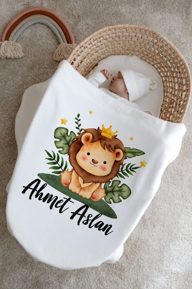 %100 Organik İsme Özel 6lı Hastane Çıkışı Tulum Set Aslan