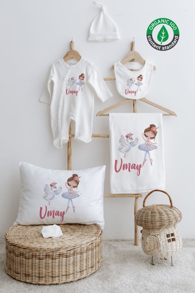 %100 Organik İsme Özel 6lı Hastane Çıkışı Tulum Set Balerin