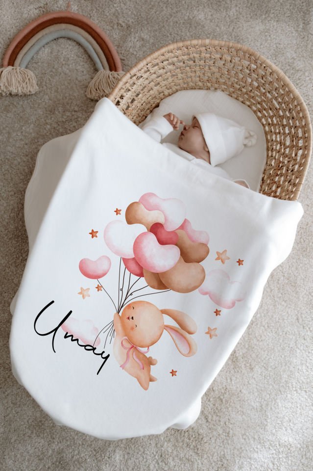 %100 Organik İsme Özel 6lı Hastane Çıkışı Tulum Set Tavşan