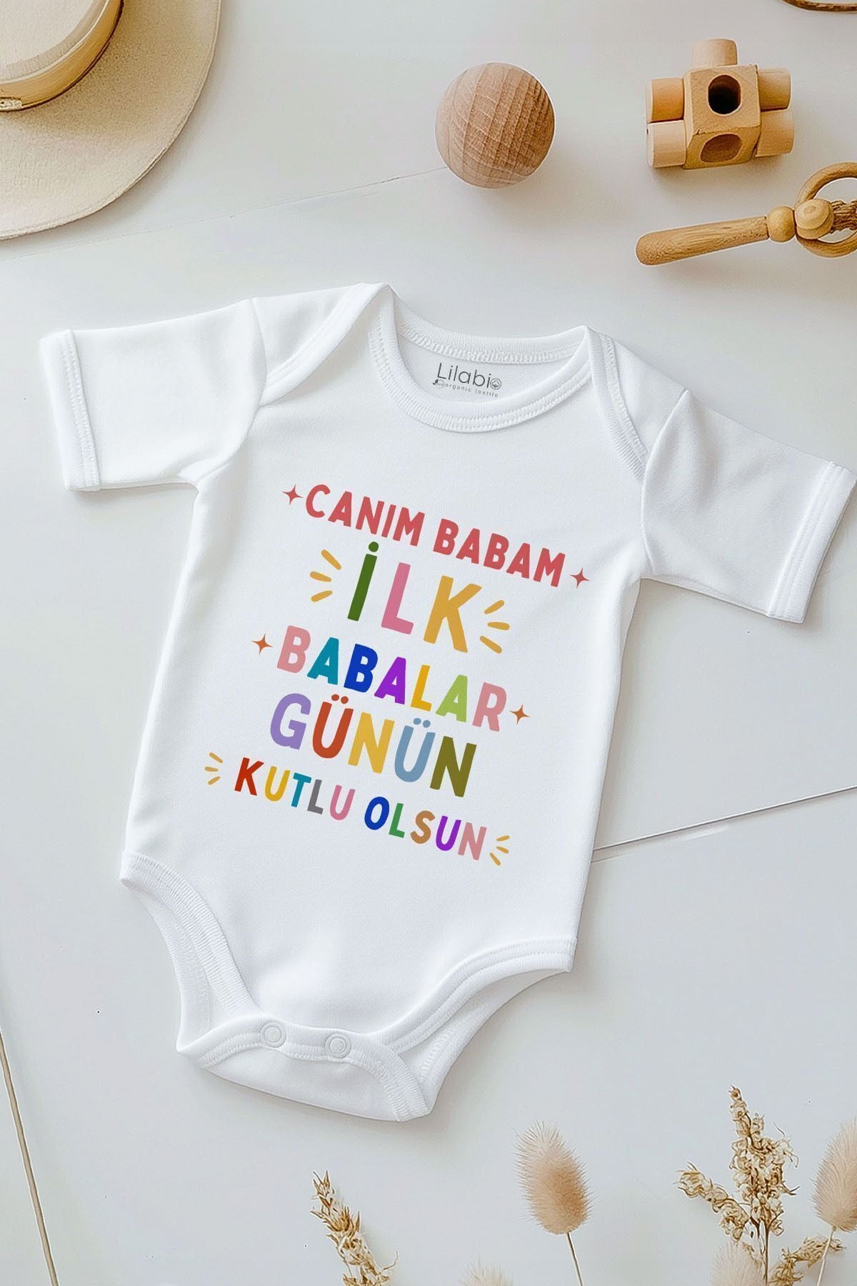 %100 Pamuk Canım Babam Bebek Body Zıbın 18-24 AY - Beyaz