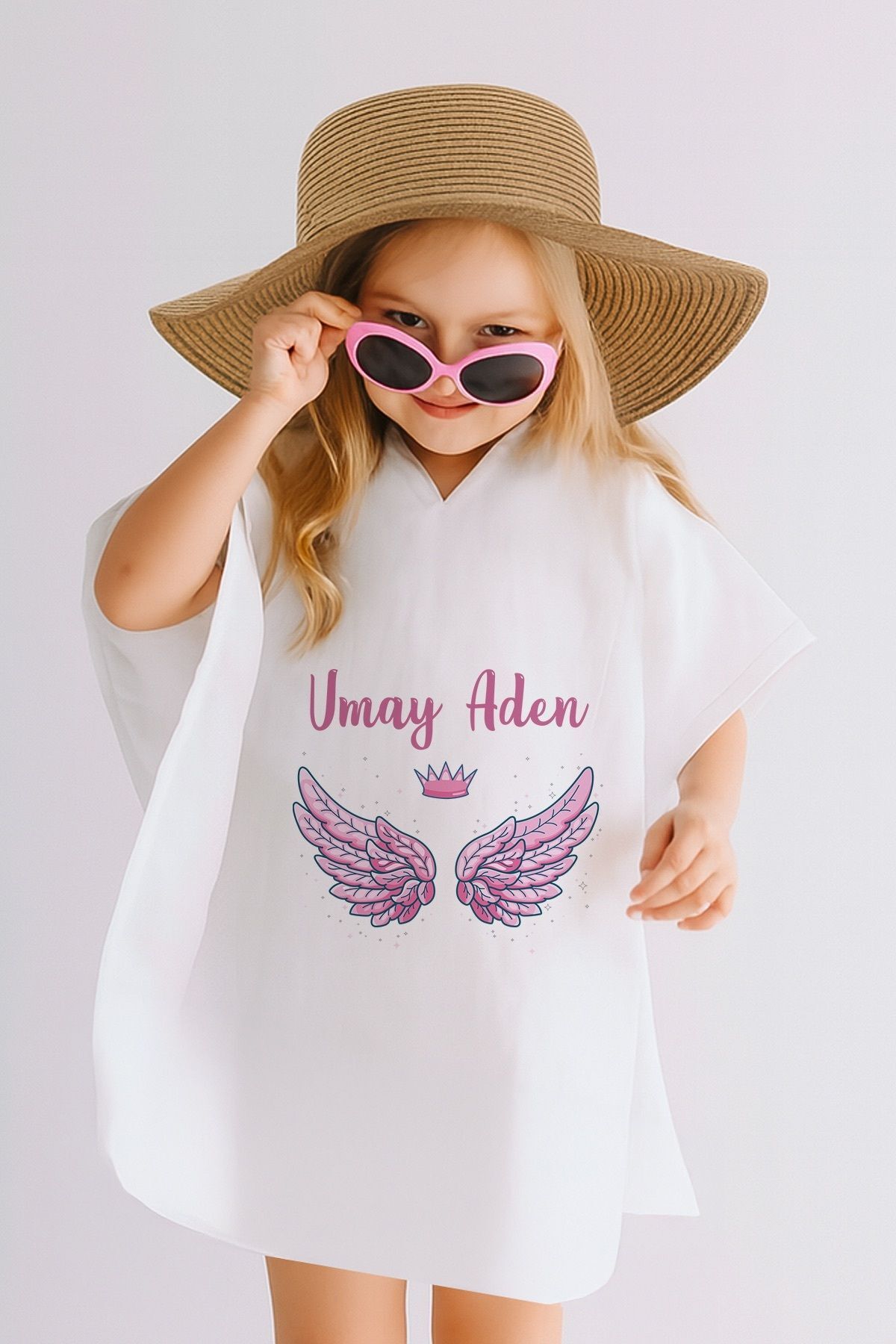 %100 Pamuk Müslin Kapüşonlu Bebek Çocuk Panço Bornoz Kanat