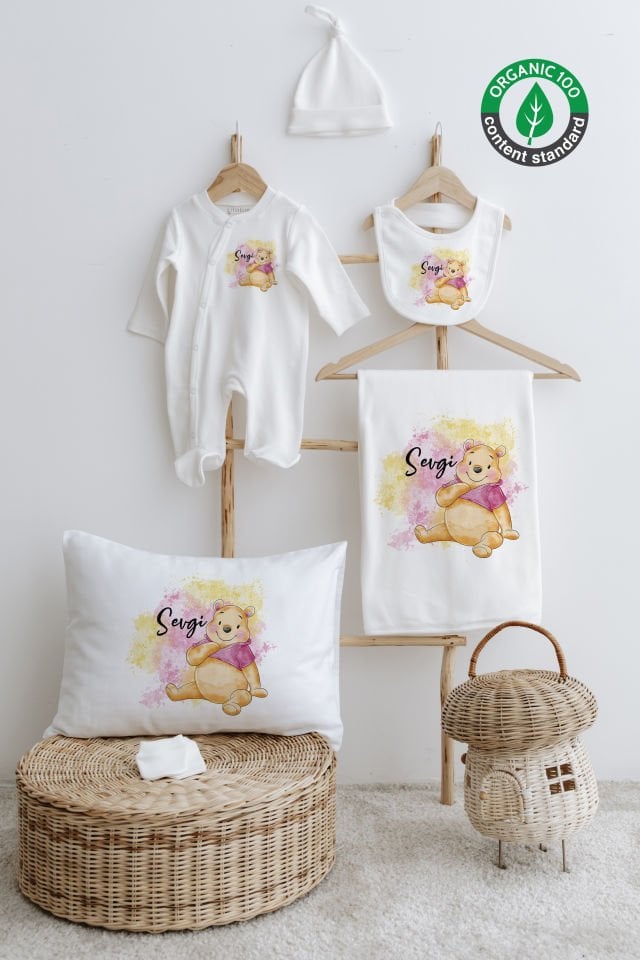 %100 Organik İsme Özel 6lı Hastane Çıkışı Tulum Set Winnie
