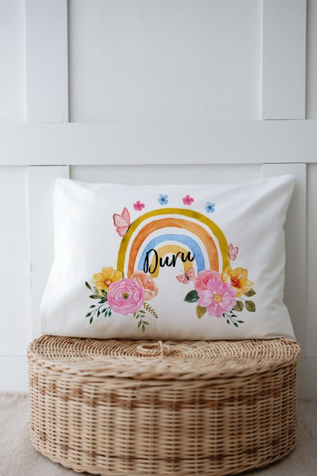 %100 Organik İsme Özel 6lı Hastane Çıkışı Tulum Set Gökkuşağı