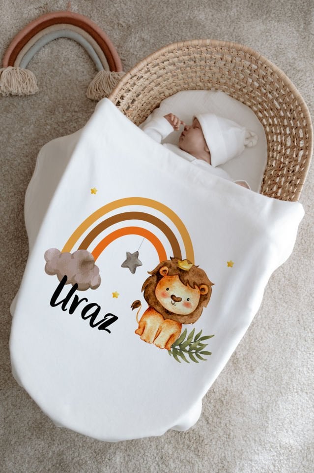 %100 Organik İsme Özel 6lı Hastane Çıkışı Tulum Set Aslan