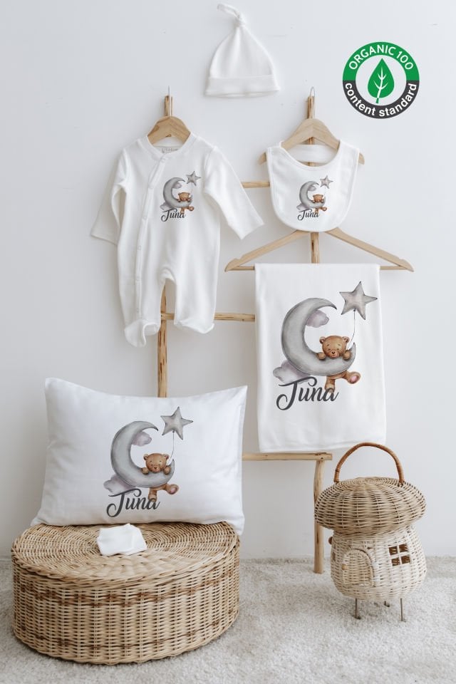%100 Organik İsme Özel 6lı Hastane Çıkışı Tulum Set Ayıcık
