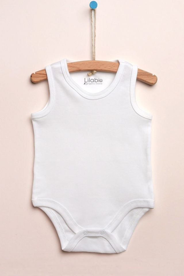 Lilabio %100 Organik Pamuk 5li Beyaz Atlet Bebek Body