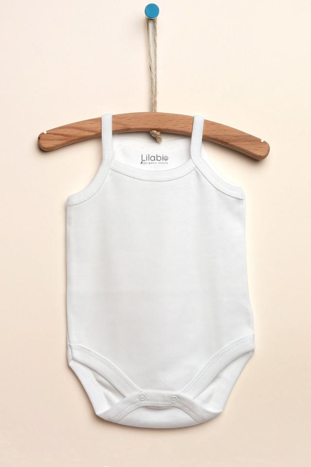 Lilabio %100 Organik Pamuk 5li Beyaz Askılı Bebek Body