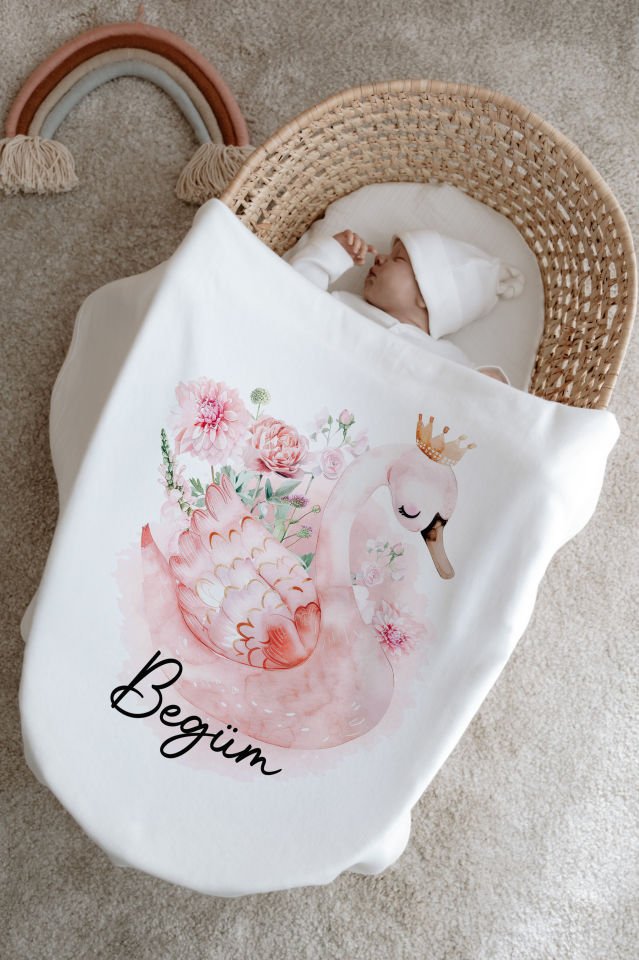 %100 Organik İsme Özel 6lı Hastane Çıkışı Tulum Set Kuğu