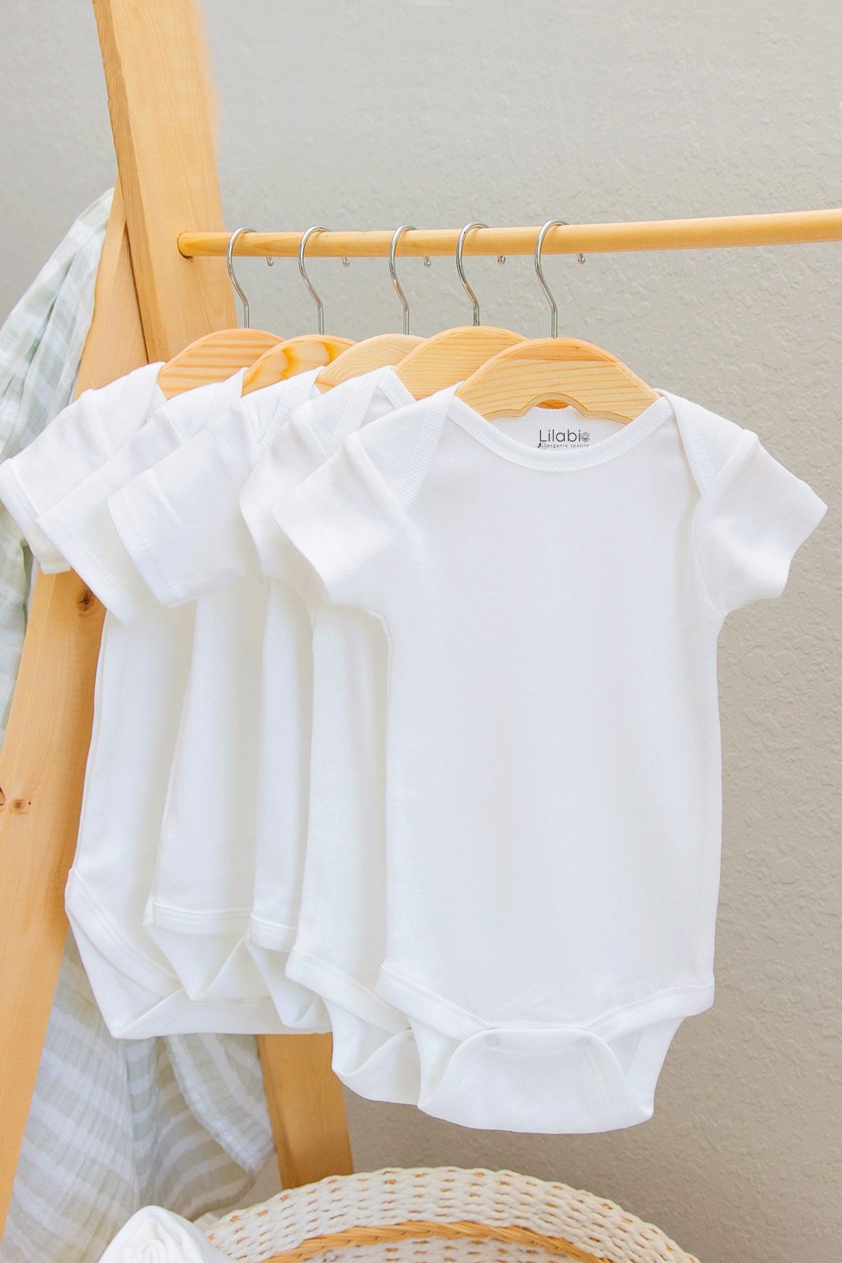 Lilabio %100 Organik Pamuk 5'li Beyaz Kısa Kollu Bebek Body