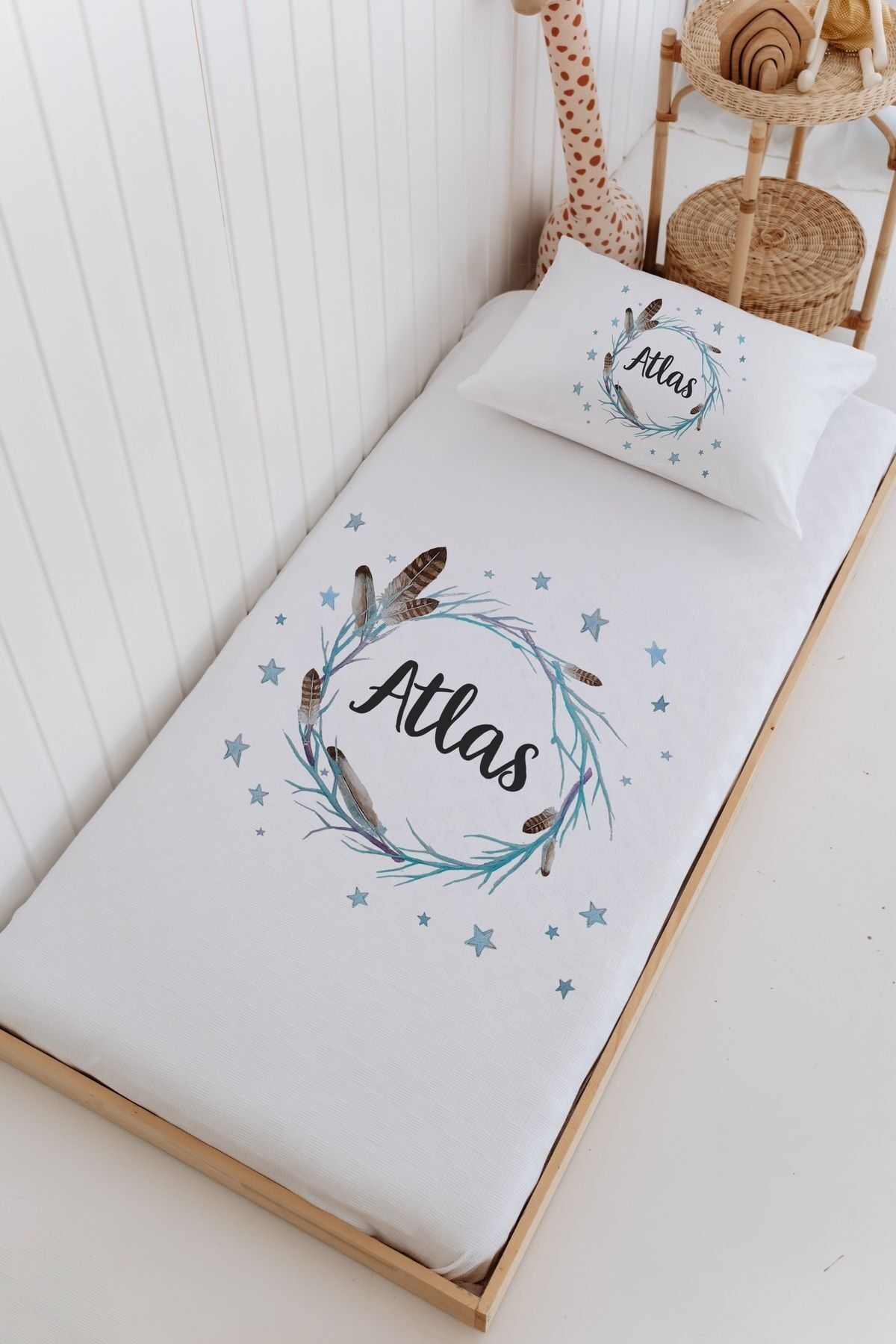 İsme Özel Bebek Ve Çocuk Tek Kişilik Pike Takımı (160 X 220cm)-Çember