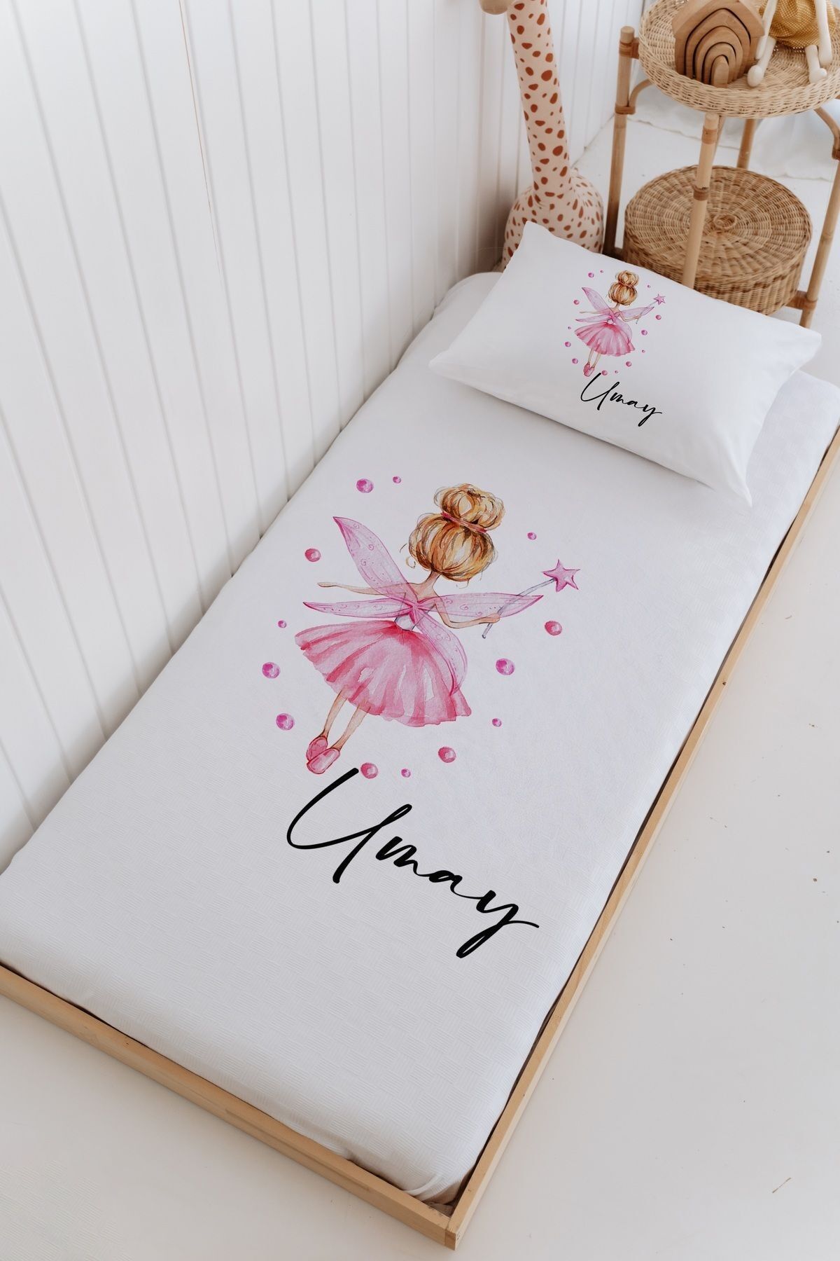 İsme Özel Bebek Ve Çocuk Tek Kişilik Pike Takımı (160 X 220cm)-Peri Kızı