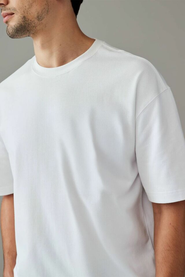%100 Organik Pamuklu Oversize Basic Erkek  T-shirt