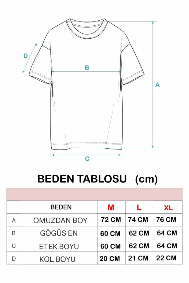 %100 Organik Pamuklu Oversize Basic Erkek  T-shirt M - Beyaz