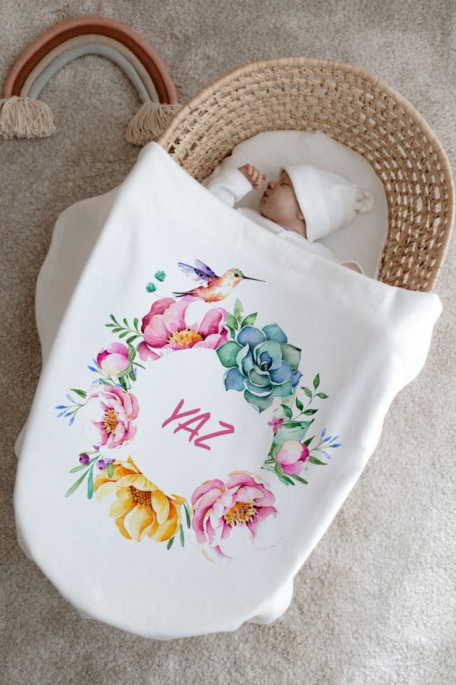 %100 Organik İsme Özel 6lı Hastane Çıkışı Tulum Set Çiçek