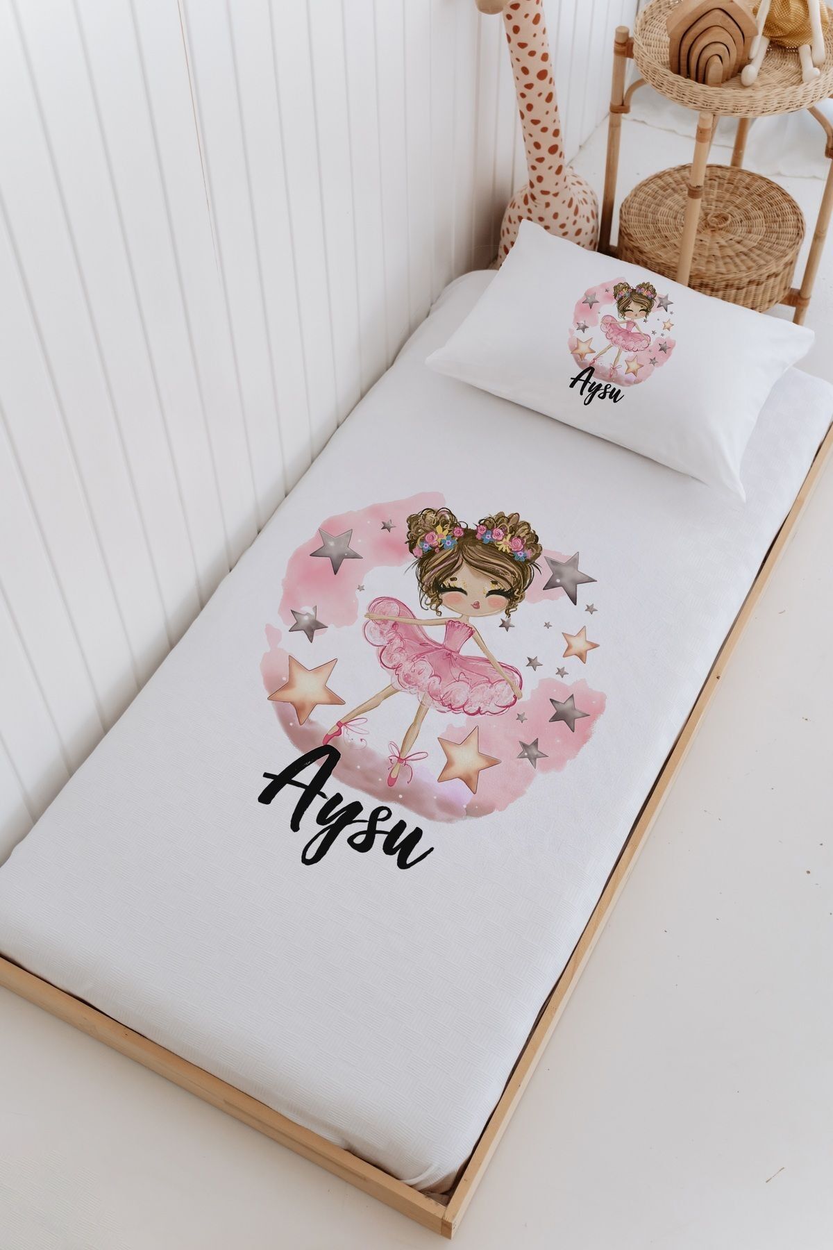 İsme Özel Bebek Ve Çocuk Tek Kişilik Pike Takımı (160 X 220cm)-Balerin