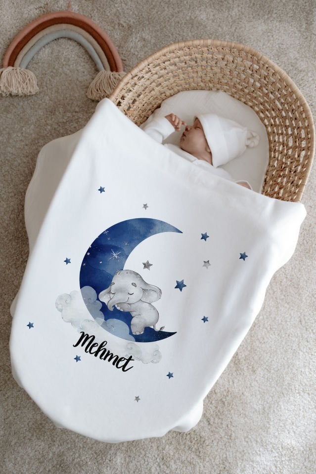 %100 Organik İsme Özel 6lı Hastane Çıkışı Tulum Set Fil