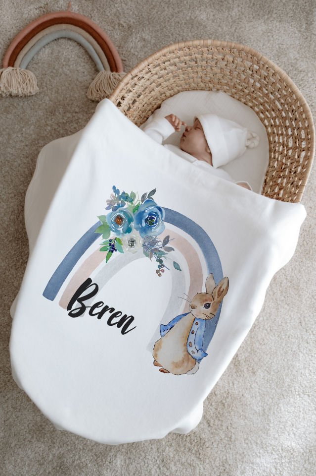 %100 Organik İsme Özel 6lı Hastane Çıkışı Tulum Set Tavşan