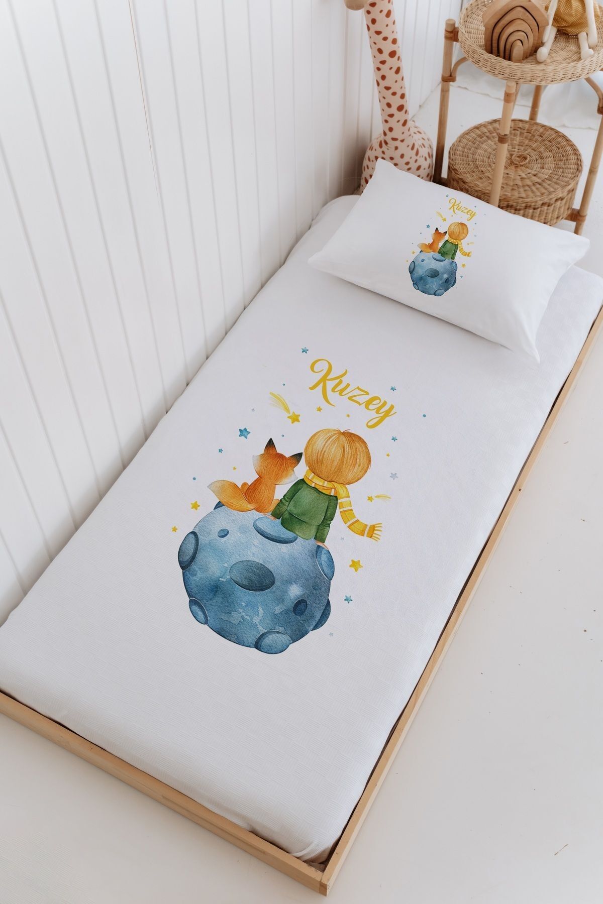 İsme Özel %100 Pamuk Bebek Ve Çocuk Tek Kişilik 165 X 225 Cm Pike Takımı-Küçük Prens