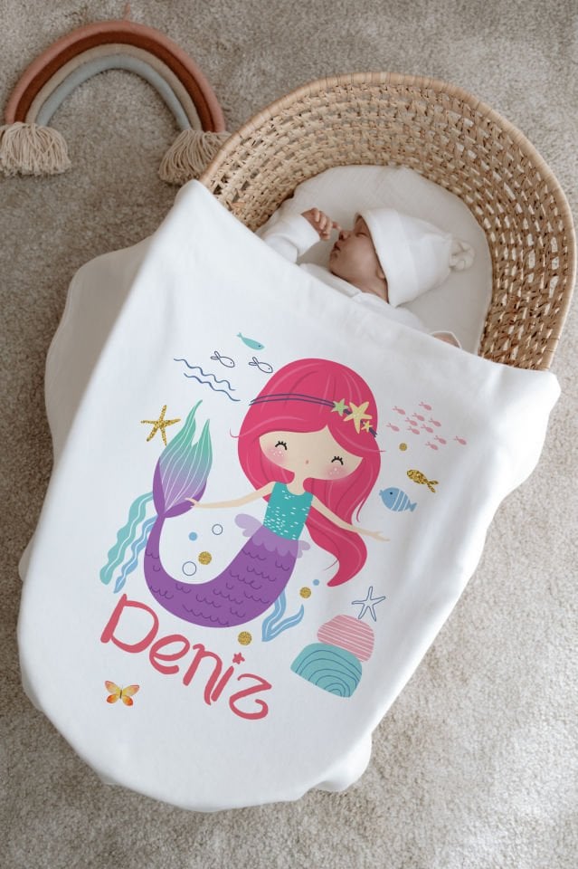%100 Organik İsme Özel 6lı Hastane Çıkışı Tulum Set Denizkızı