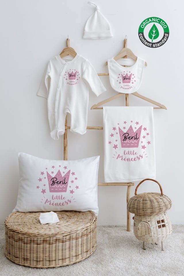 %100 Organik İsme Özel 6lı Hastane Çıkışı Tulum Set Prenses