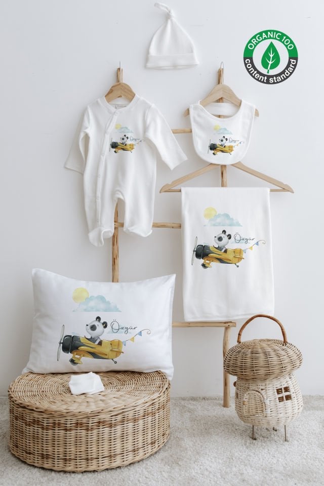 %100 Organik İsme Özel 6lı Hastane Çıkışı Tulum Set Panda
