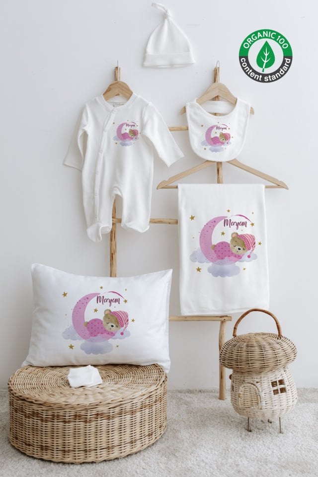 %100 Organik İsme Özel 6lı Hastane Çıkışı Tulum Set Ayıcık
