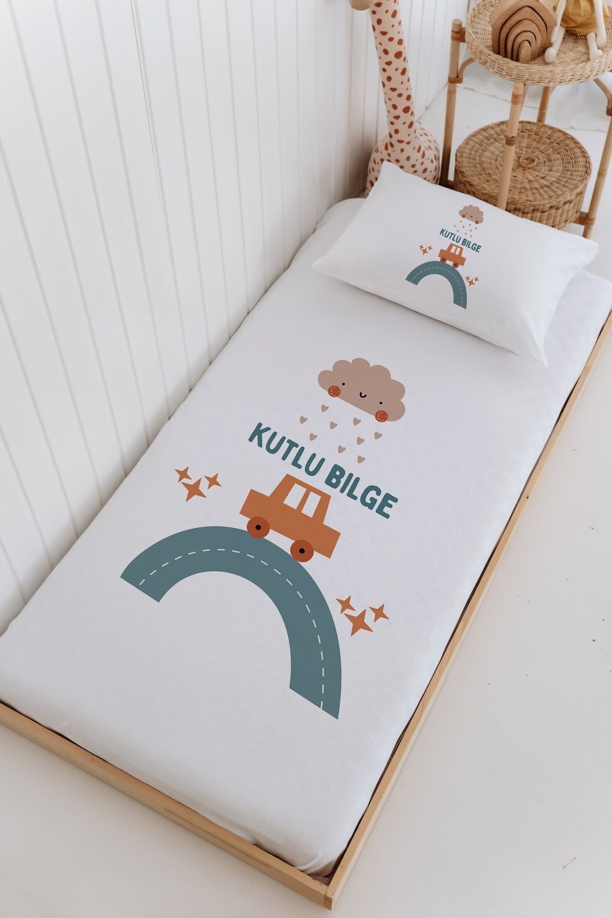 İsme Özel Bebek Ve Çocuk Tek Kişilik Pike Takımı (160 X 220cm)-Araba