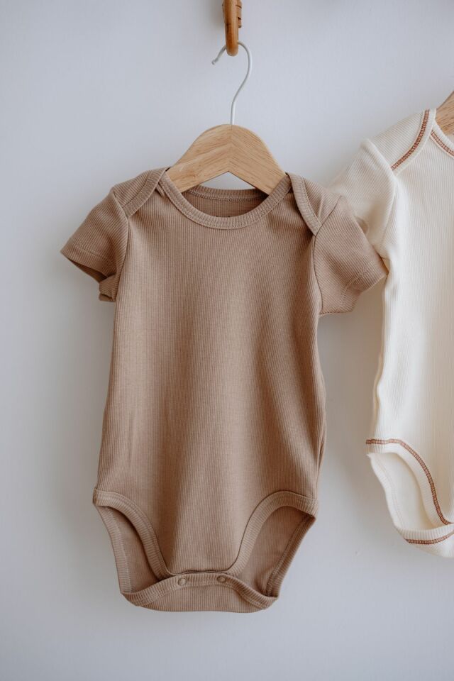 3lü Pamuklu Kaşkorse Kısa Kollu Body Set (Taş/Ekru/Kiremit)