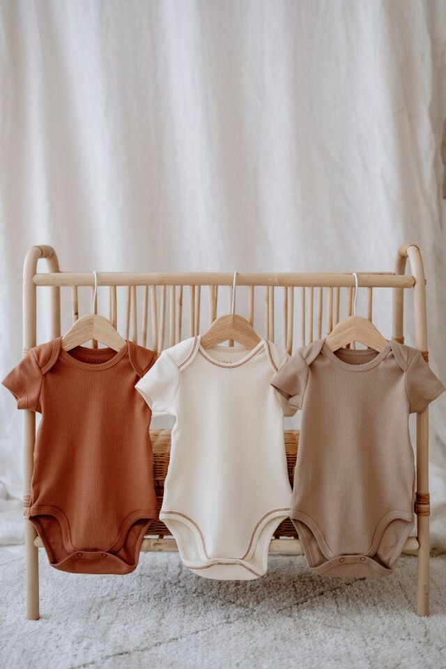 3lü Pamuklu Kaşkorse Kısa Kollu Body Set (Taş/Ekru/Kiremit)
