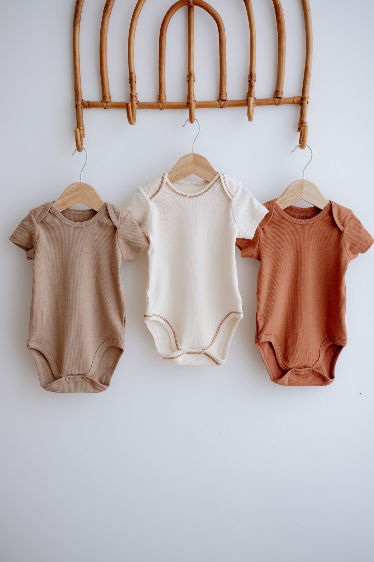 3lü Pamuklu Kaşkorse Kısa Kollu Body Set (Taş/Ekru/Kiremit)