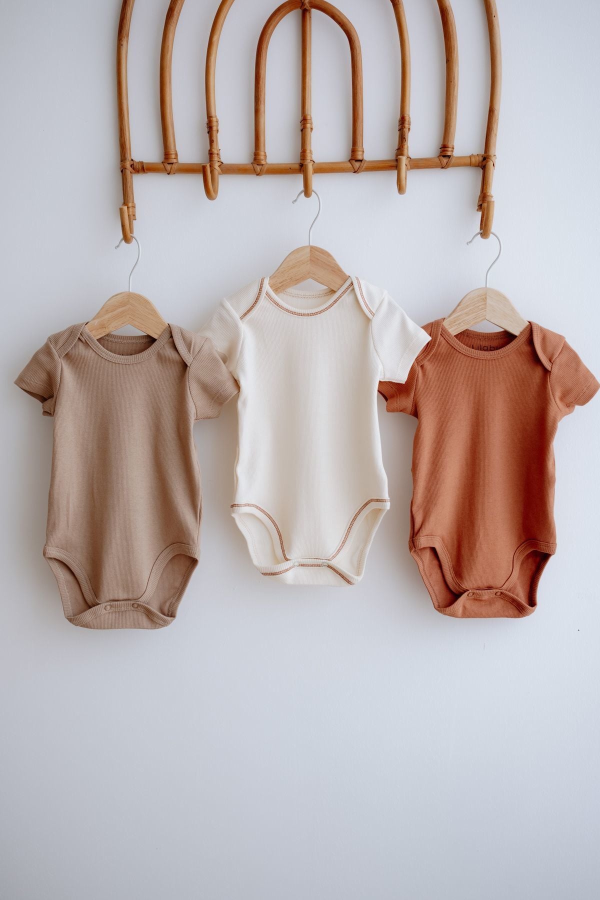 3lü Pamuklu Kaşkorse Kısa Kollu Body Set (Taş/Ekru/Kiremit)