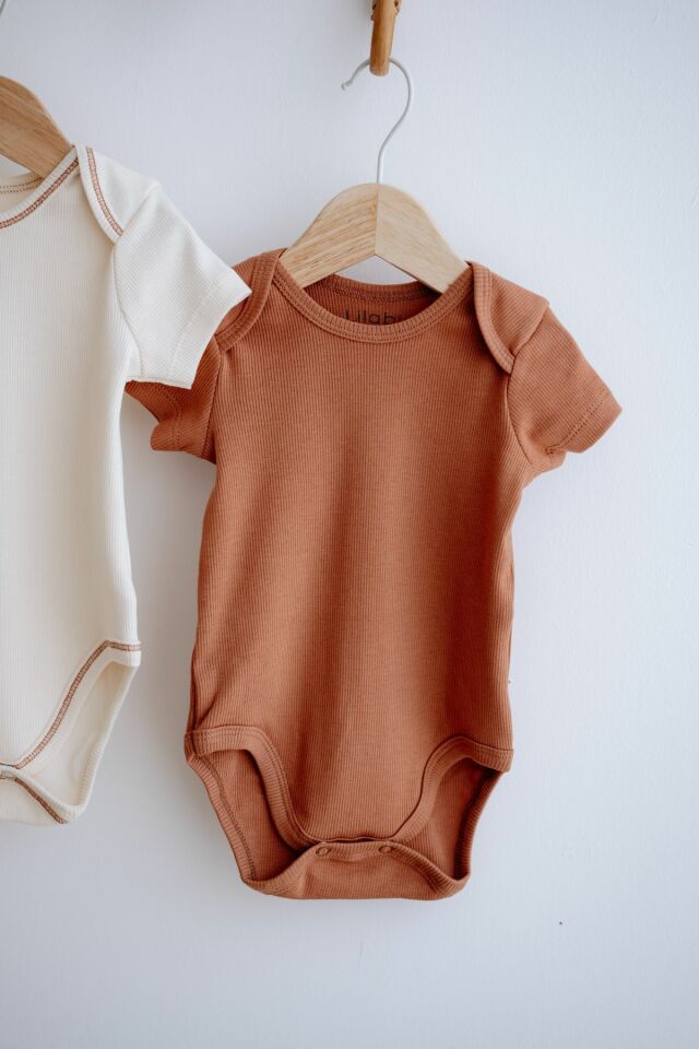 3lü Pamuklu Kaşkorse Kısa Kollu Body Set (Taş/Ekru/Kiremit)