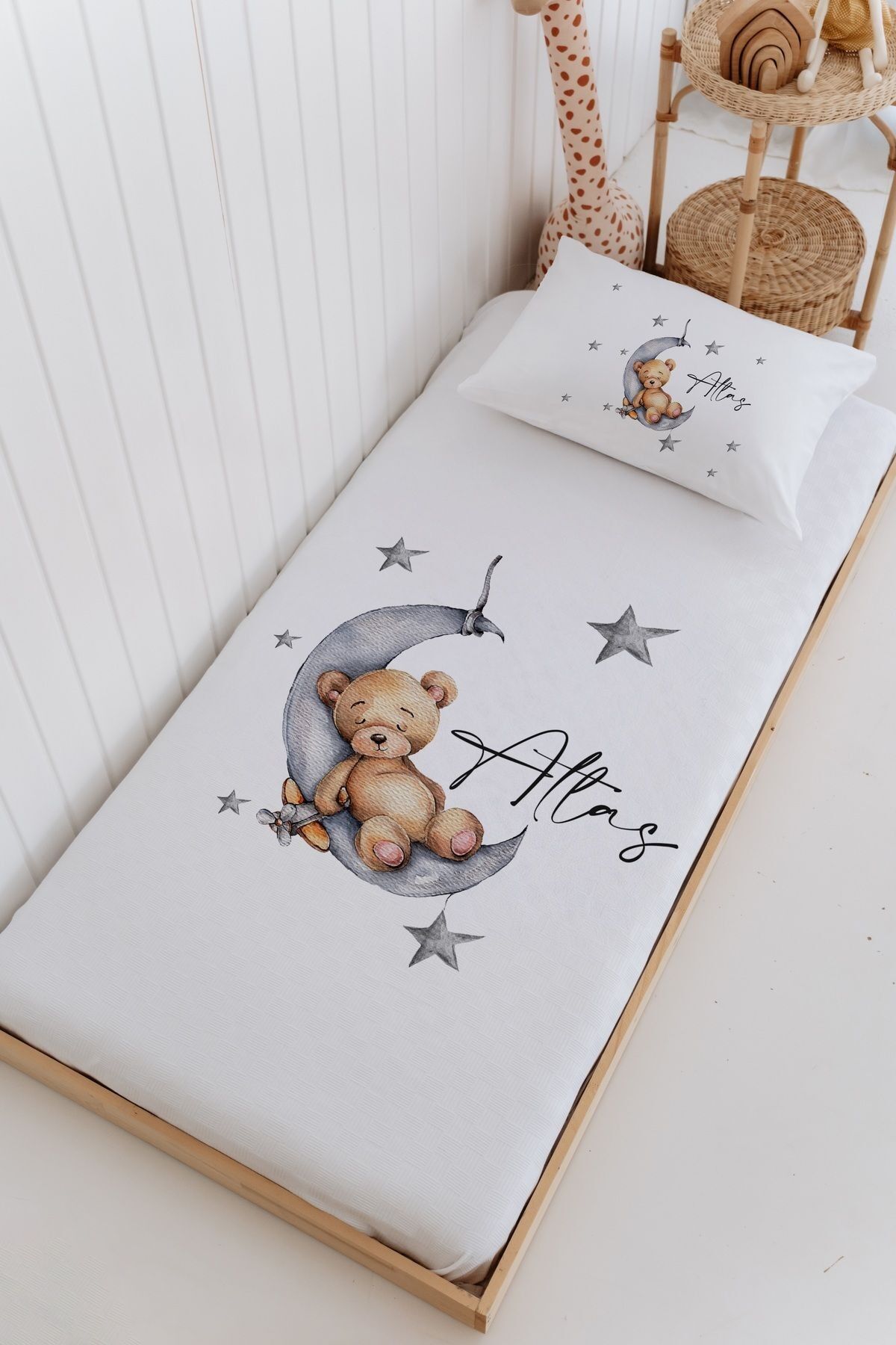 İsme Özel Bebek Ve Çocuk Tek Kişilik Pike Takımı (160 X 220cm)ı-Ayıcık