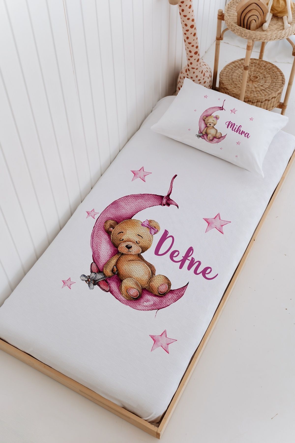 İsme Özel Bebek Ve Çocuk Tek Kişilik Pike Takımı (160 X 220cm)-Ayıcık