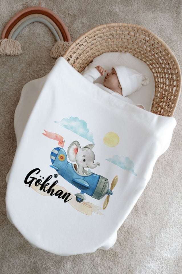 %100 Organik İsme Özel 6lı Hastane Çıkışı Tulum Set Fil