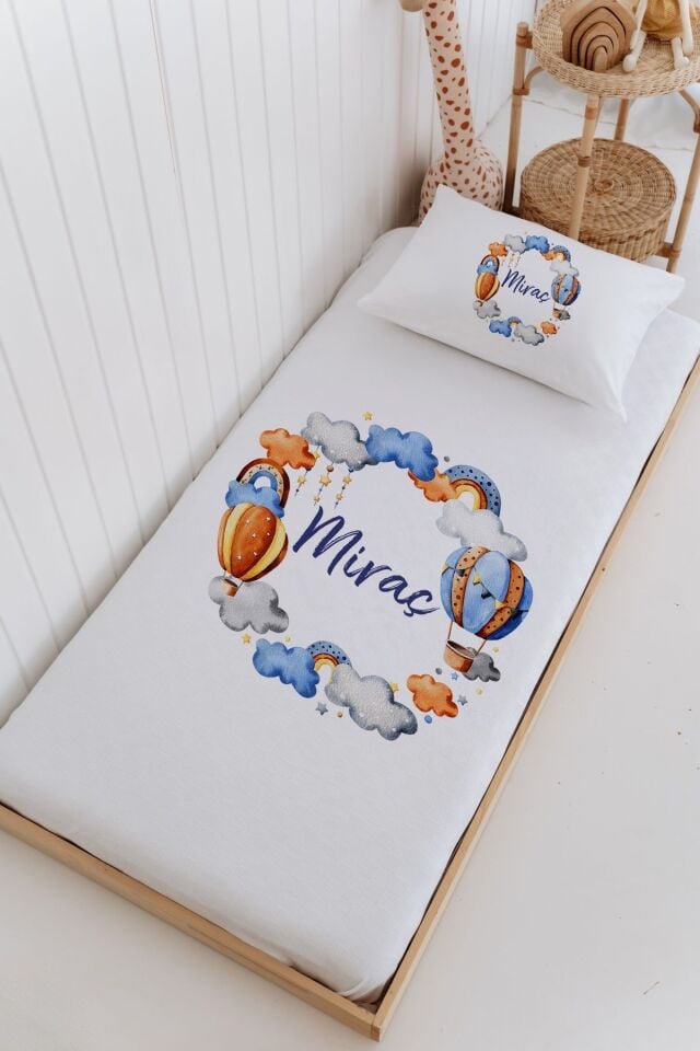 İsme Özel %100 Pamuk Bebek Ve Çocuk Tek Kişilik 165 X 225 Cm Pike Takımı-Balon